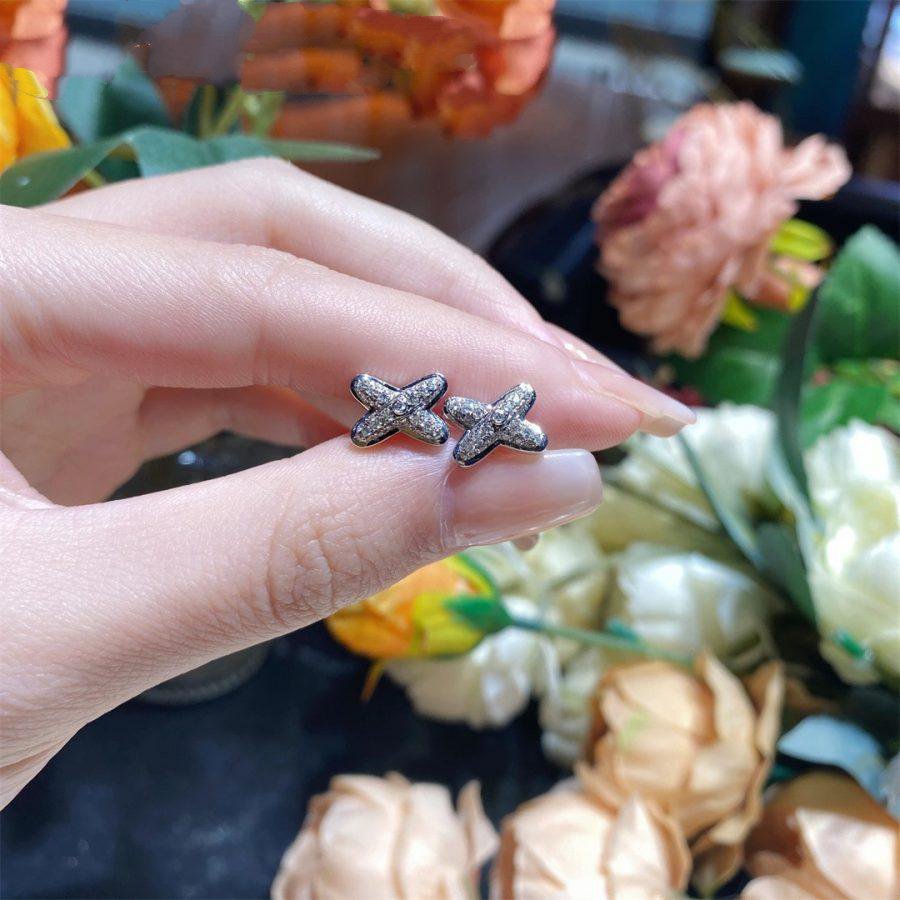 [Clover Jewelery]JEUX DE SILVER DIAMOND EARRINGS