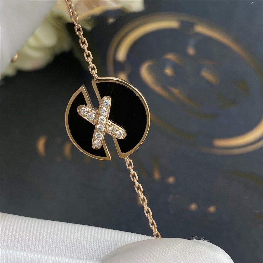 [Clover Jewelery]JEUX DE BRACELET ONYX PINK GOLD DIAMOND