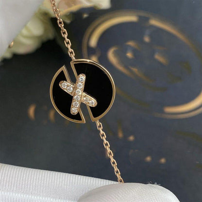 [Clover Jewelery]JEUX DE BRACELET ONYX PINK GOLD DIAMOND