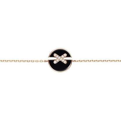 [Clover Jewelery]JEUX DE BRACELET ONYX PINK GOLD DIAMOND