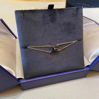 [Clover Jewelery]JEUX BRACELET ONYX PINK GOLD 1 DIAMOND