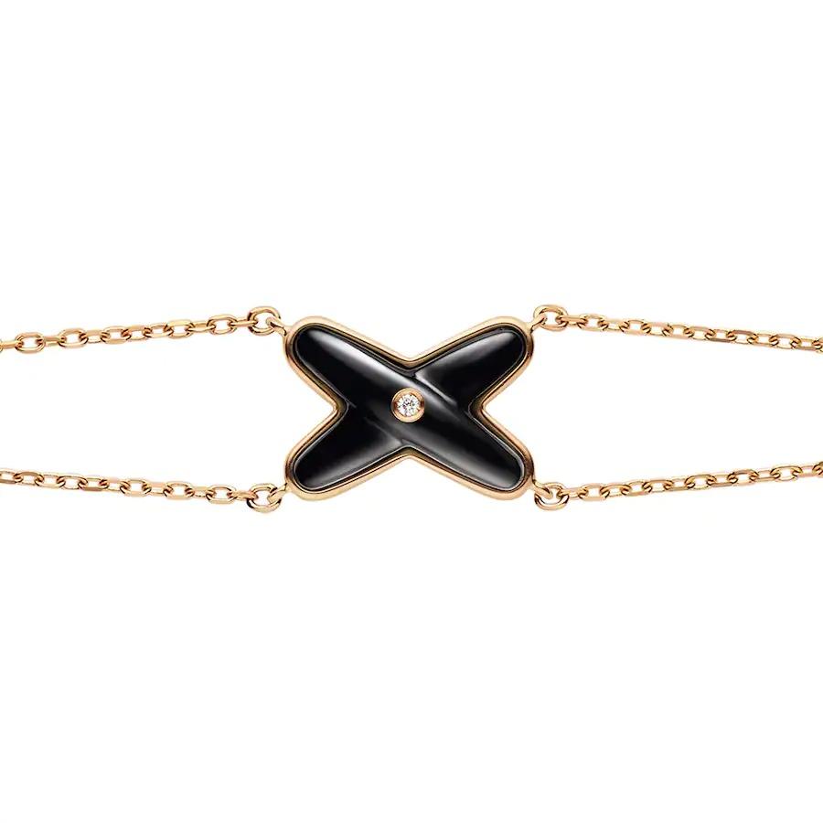 [Clover Jewelery]JEUX BRACELET ONYX PINK GOLD 1 DIAMOND