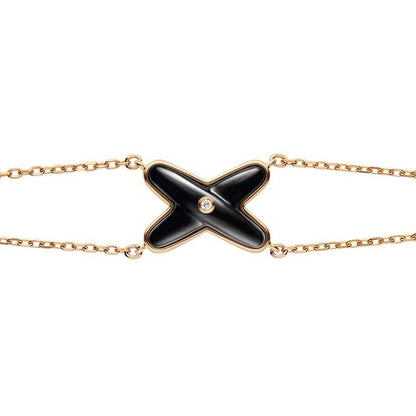 [Clover Jewelery]JEUX BRACELET ONYX PINK GOLD 1 DIAMOND