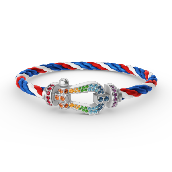 [Clover Jewelery]FORC LARGE HORSESHOE  COLORED DIAMOND BRACELET SILVER