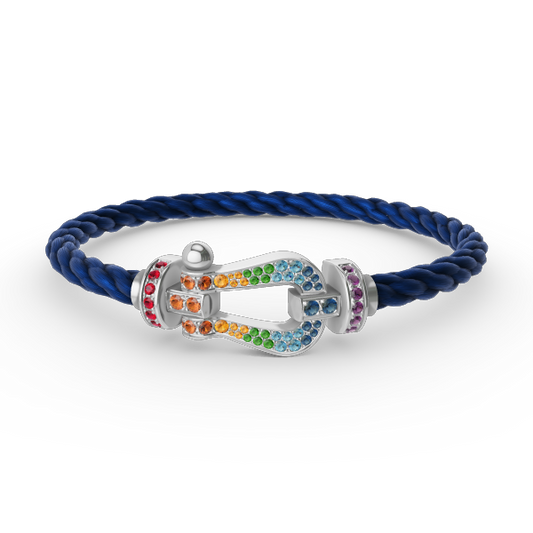 [Clover Jewelery]FORC LARGE HORSESHOE  COLORED DIAMOND BRACELET SILVER