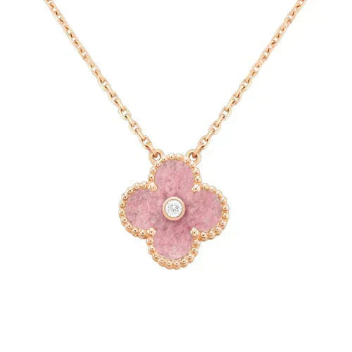 [Clover Jewelery]CLOVER 15MM DIAMOND RHODONITE NECKLACE