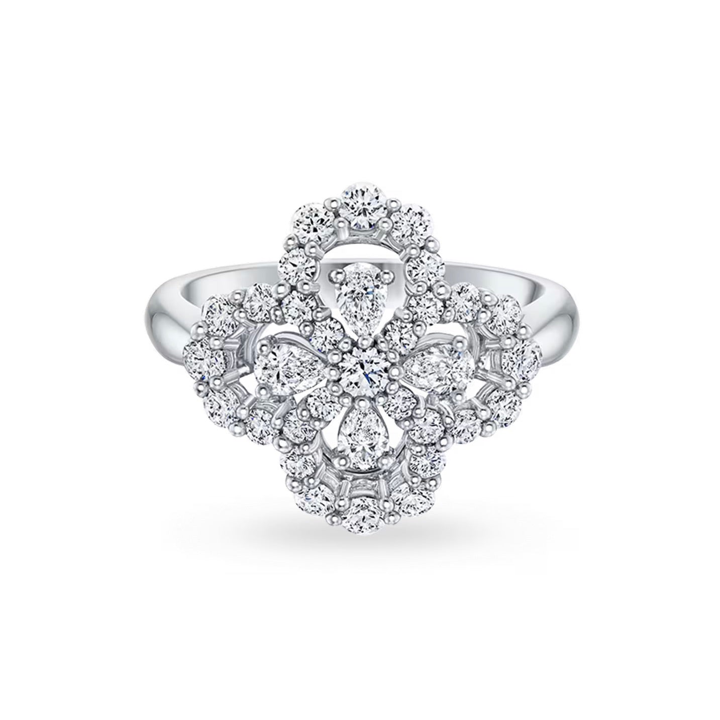 [Clover Jewelery]LOOP RING FULL MOTIF DIAMOND 16MM SILVE