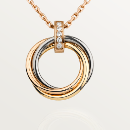 [Clover Jewelery]TRINITY NECKLACE GOLD  DIAMONDS