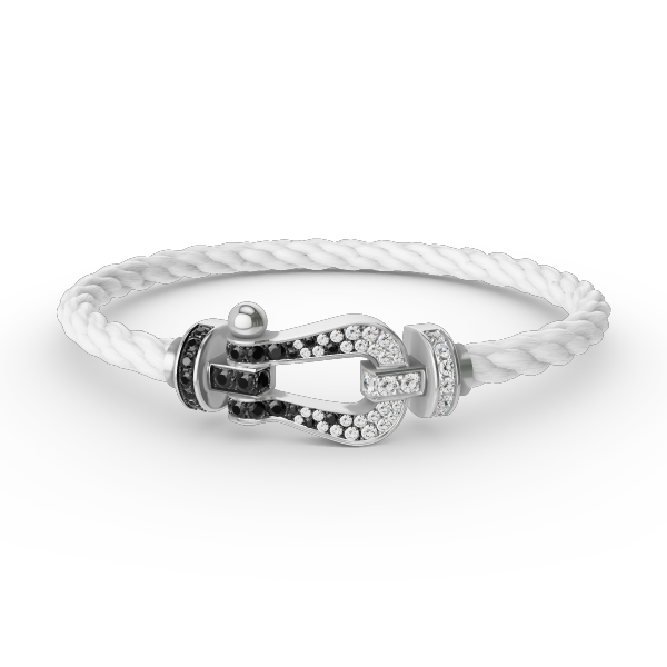 [Clover Jewelery]FORCE LARGE HORSESHOE BLACK WHITE DIAMOND BRACELET SILVER