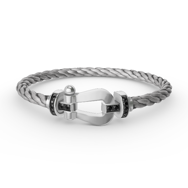 [Clover Jewelery]FORCE LARGE HORSESHOE BLACK DIAMOND BRACELET SILVER