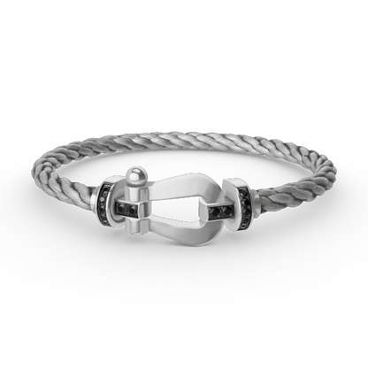 [Clover Jewelery]FORCE LARGE HORSESHOE BLACK DIAMOND BRACELET SILVER