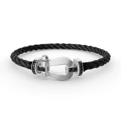 [Clover Jewelery]FORCE LARGE HORSESHOE BLACK DIAMOND BRACELET SILVER