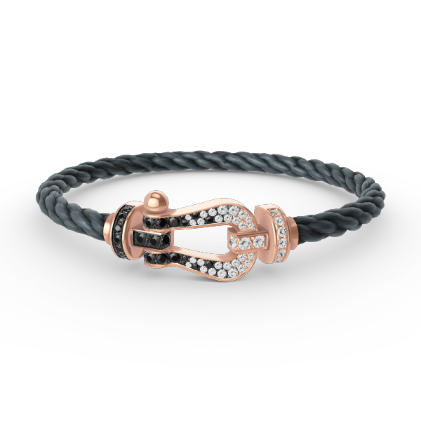 [Clover Jewelery]FORCE LARGE HORSESHOE BLACK WHITE DIAMOND BRACELET ROSE GOLD