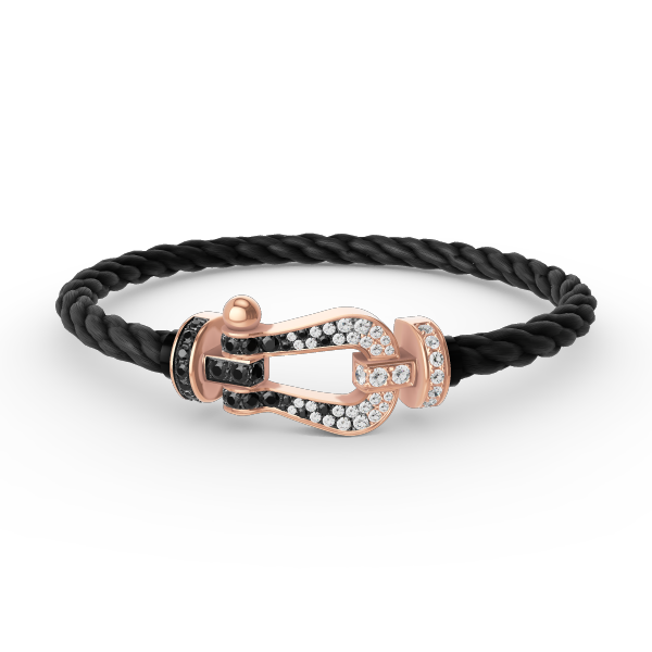[Clover Jewelery]FORCE LARGE HORSESHOE BLACK WHITE DIAMOND BRACELET ROSE GOLD