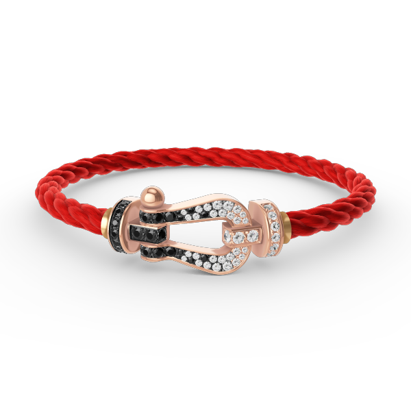 [Clover Jewelery]FORCE LARGE HORSESHOE BLACK WHITE DIAMOND BRACELET ROSE GOLD