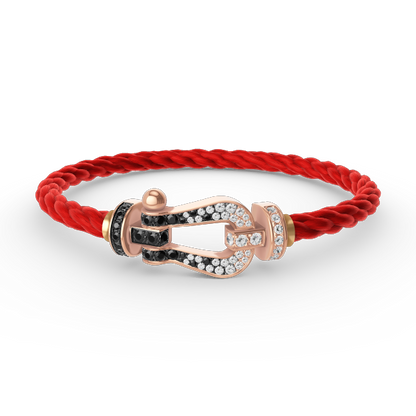 [Clover Jewelery]FORCE LARGE HORSESHOE BLACK WHITE DIAMOND BRACELET ROSE GOLD