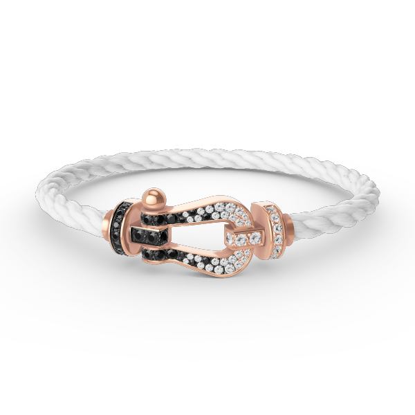 [Clover Jewelery]FORCE LARGE HORSESHOE BLACK WHITE DIAMOND BRACELET ROSE GOLD