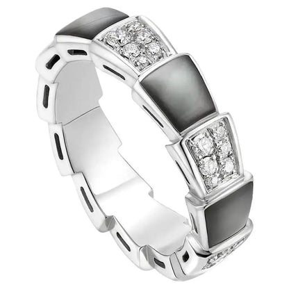 [Clover Jewelery]SERPENTI RING SILVER DIAMOND BLACK MOP 4MM