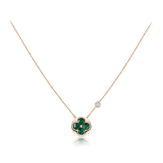 [Clover Jewelery]SUN PEDANT PINK GOLD 1 DIAMOND NECKLACE