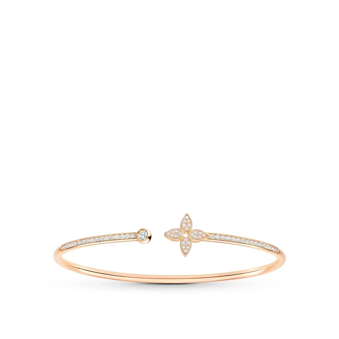 [Clover Jewelery]IDYLLE PINK GOLD OPEN BRACELET DIAMOND PAVED