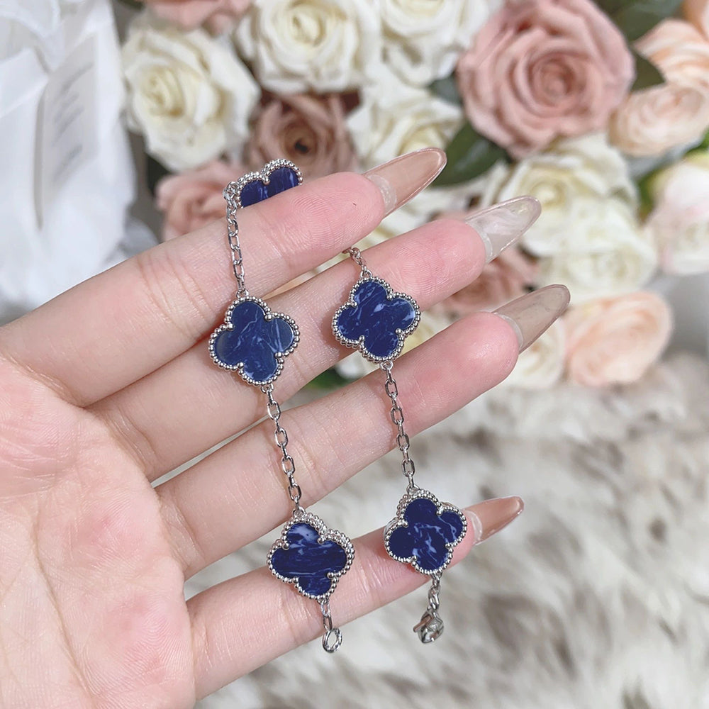 [Clover Jewelery]CLOVER 5 MOTIF PIETERSITE SILVER BRACELET