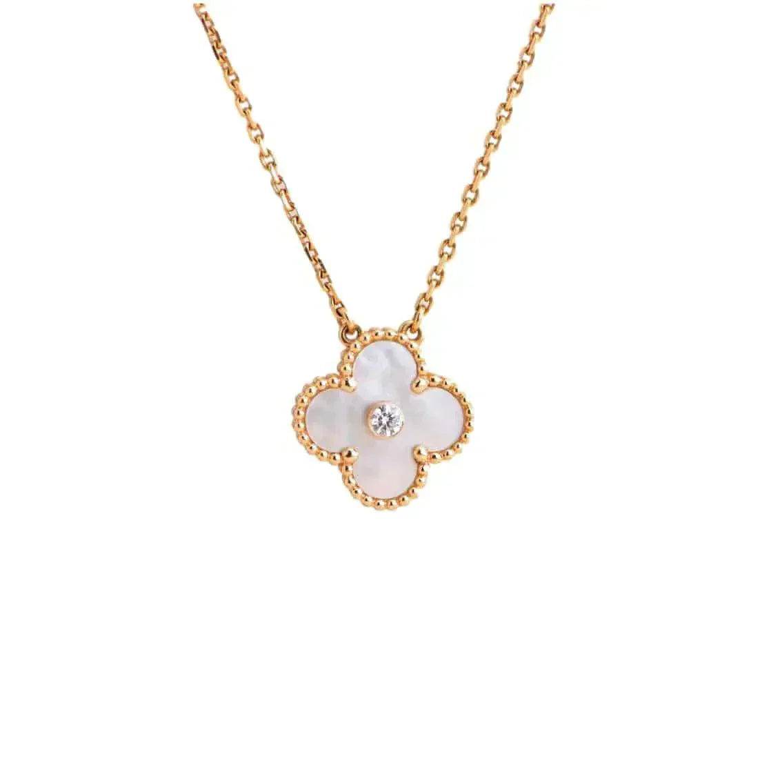 [Clover Jewelery]CLOVER 15MM DIAMOND WHITE FRITILLARIA NECKLACE