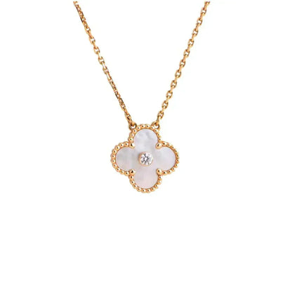 [Clover Jewelery]CLOVER 15MM DIAMOND WHITE FRITILLARIA NECKLACE