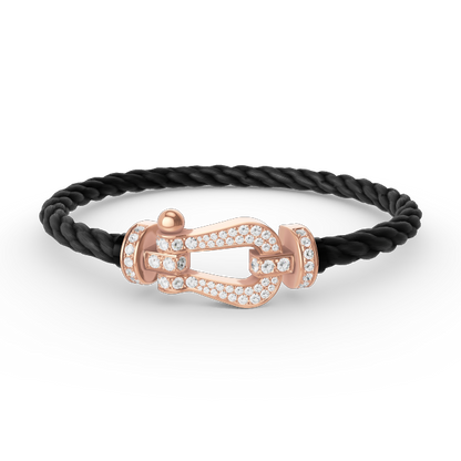 [Clover Jewelery]FORCE LARGE HORSESHOE FULL DIAMOND BRACELET ROSE GOLD