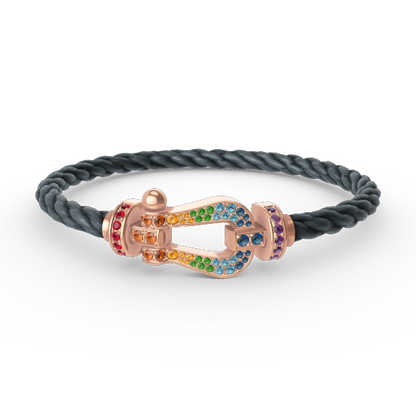 [Clover Jewelery]FORCE LARGE HORSESHOE  COLORED DIAMOND BRACELET ROSE GOLD