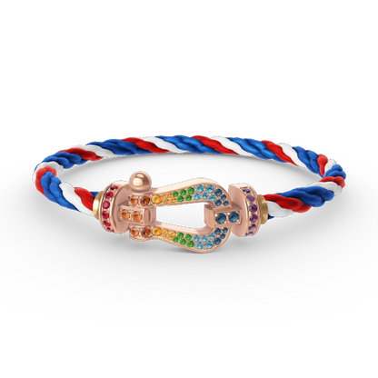[Clover Jewelery]FORCE LARGE HORSESHOE  COLORED DIAMOND BRACELET ROSE GOLD