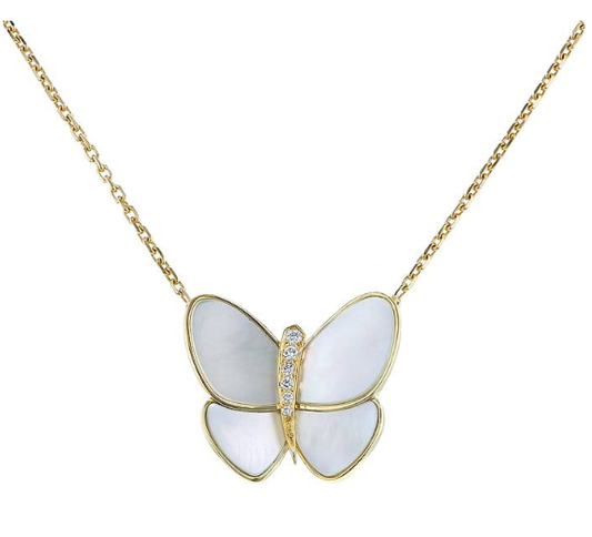 [Clover Jewelery]BUTTERFLY GOLD MOP DIAMOND NECKLACE