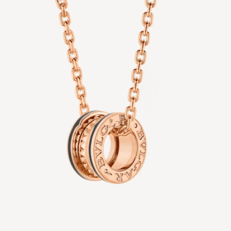 [Clover Jewelery]ZERO 1 ROCK PEDANT PINK GOLD BLACK NECKLACE