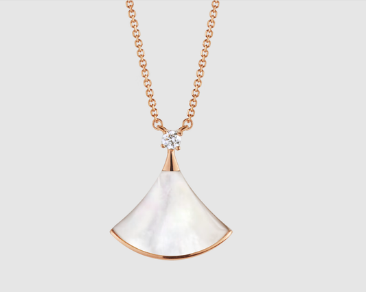 [Clover Jewelery]DREAM NECKLACE WHITE MOP PINK GOLD 1 DIAMOND