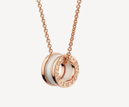 [Clover Jewelery]ZERO 1 WHITE CERAMIC PINK GOLD NECKLACE