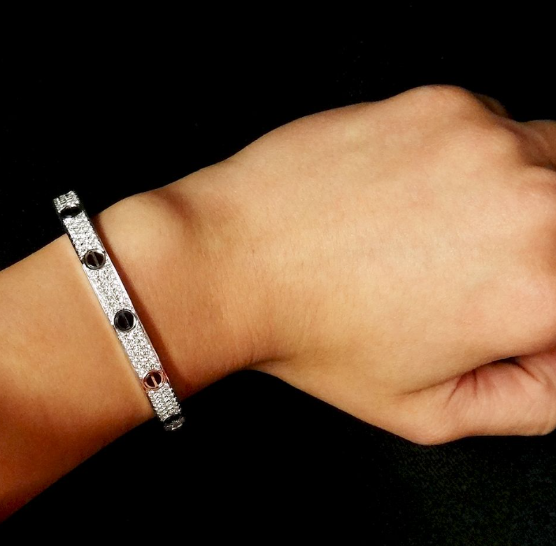 [Clover Jewelery]LOVE BRACELET 6.1MM DIAMOND-PAVED CERAMIC