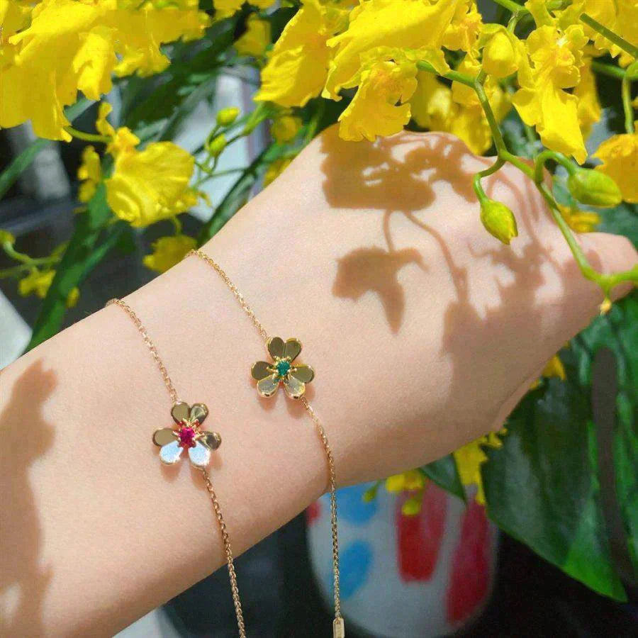 [Clover Jewelery]FRIVOLE GOLD FLOWER PINK MALACHITE BRACELET