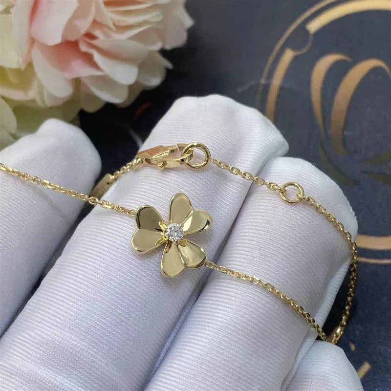 [Clover Jewelery]FRIVOLE GOLD FLOWER PINK MALACHITE BRACELET