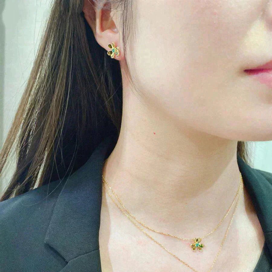 [Clover Jewelery]FRIVOLE  FLOWER MALACHITE EARRINGS