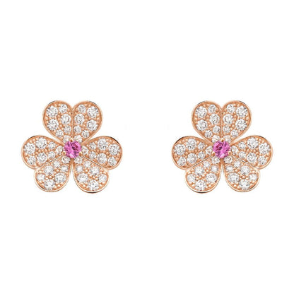 [Clover Jewelery]FRIVOLE PINK GOLD FLOWER DIAMOND EARRINGS