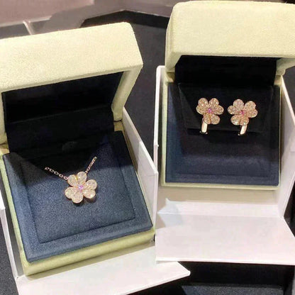 [Clover Jewelery]FRIVOLE ROSE GOLD FLOWER DIAMOND NECKLACE