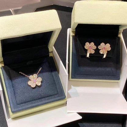 [Clover Jewelery]FRIVOLE PINK GOLD FLOWER DIAMOND EARRINGS