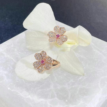 [Clover Jewelery]FRIVOLE PINK GOLD FLOWER DIAMOND EARRINGS