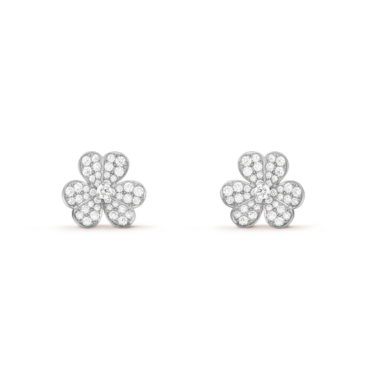 [Clover Jewelery]FRIVOLE SILVER FLOWER DIAMOND EARRINGS