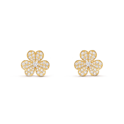 [Clover Jewelery]FRIVOLE GOLD FLOWER DIAMOND EARRINGS