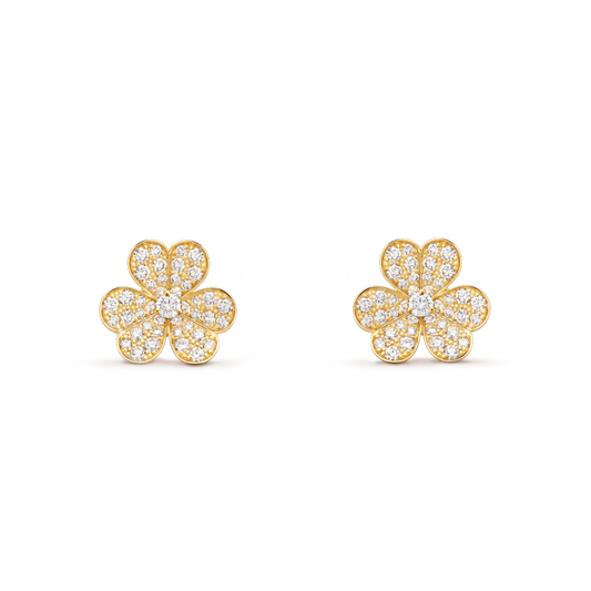 [Clover Jewelery]FRIVOLE GOLD FLOWER DIAMOND EARRINGS