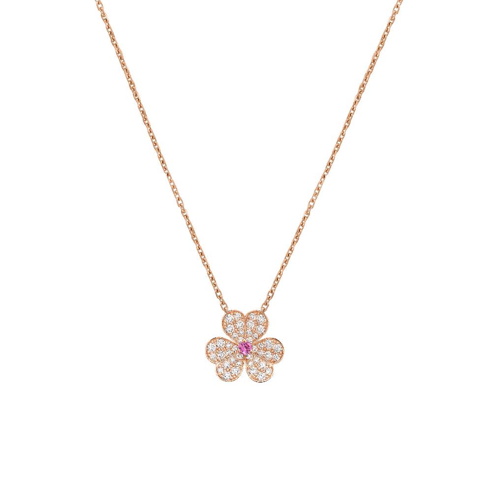 [Clover Jewelery]FRIVOLE ROSE GOLD FLOWER DIAMOND NECKLACE