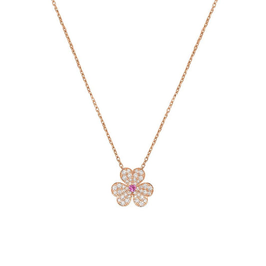 [Clover Jewelery]FRIVOLE ROSE GOLD FLOWER DIAMOND NECKLACE