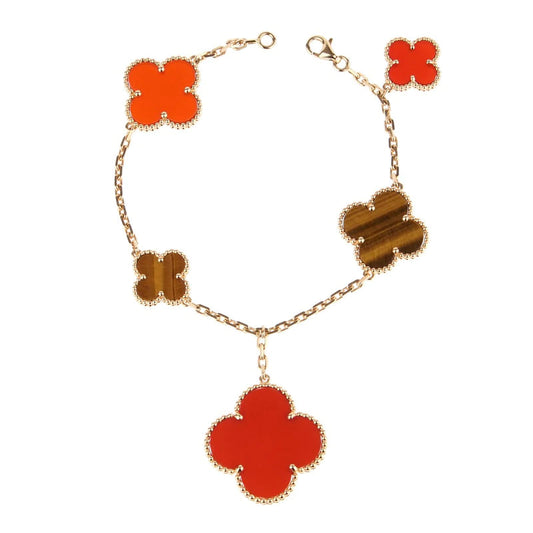 [Clover Jewelery]CLOVER BRACELET 5 MOTIFS CARNELIAN TIGER EYE