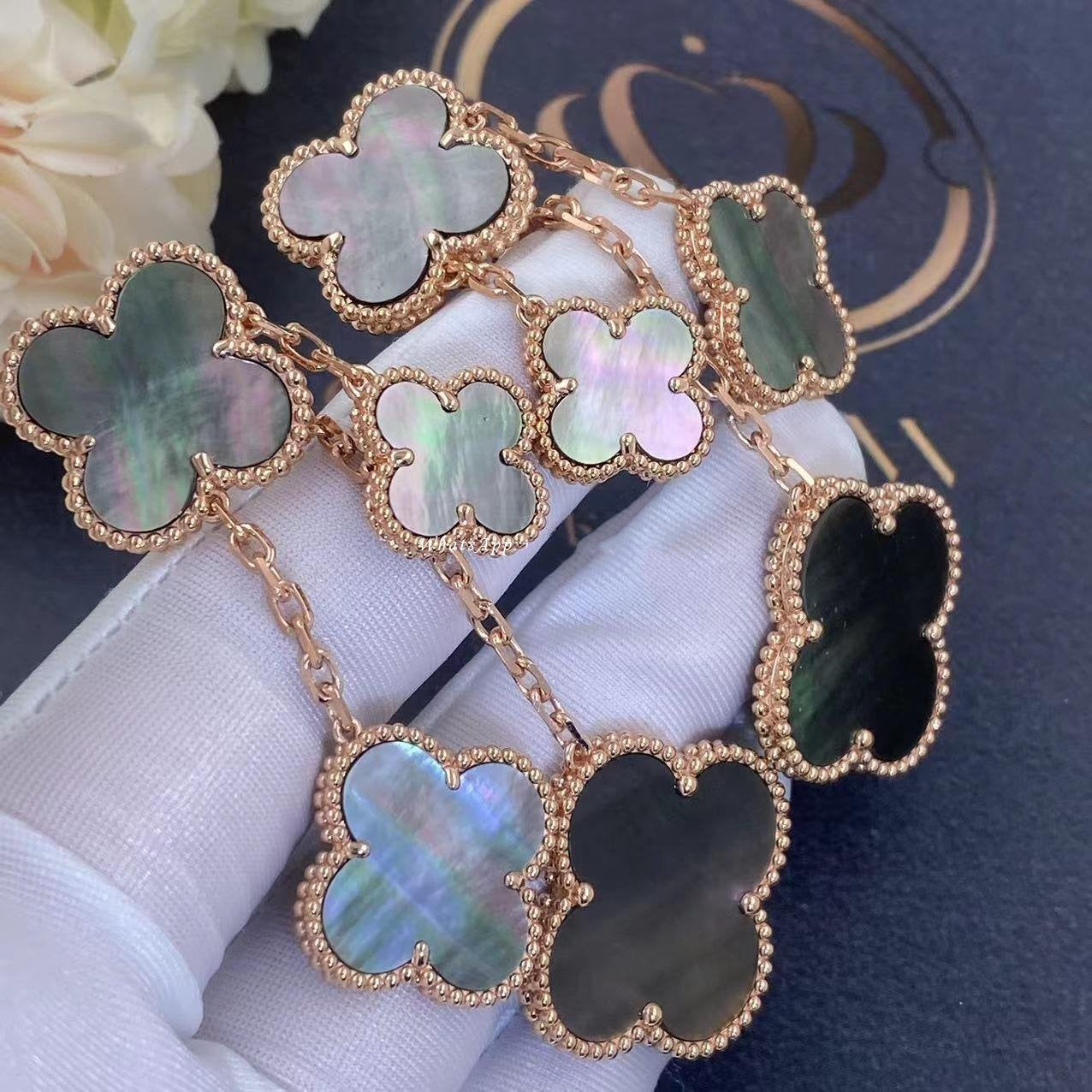 [Clover Jewelery]CLOVER EARRINGS DARK MOP 4 MOTIFS ROSE GOLD
