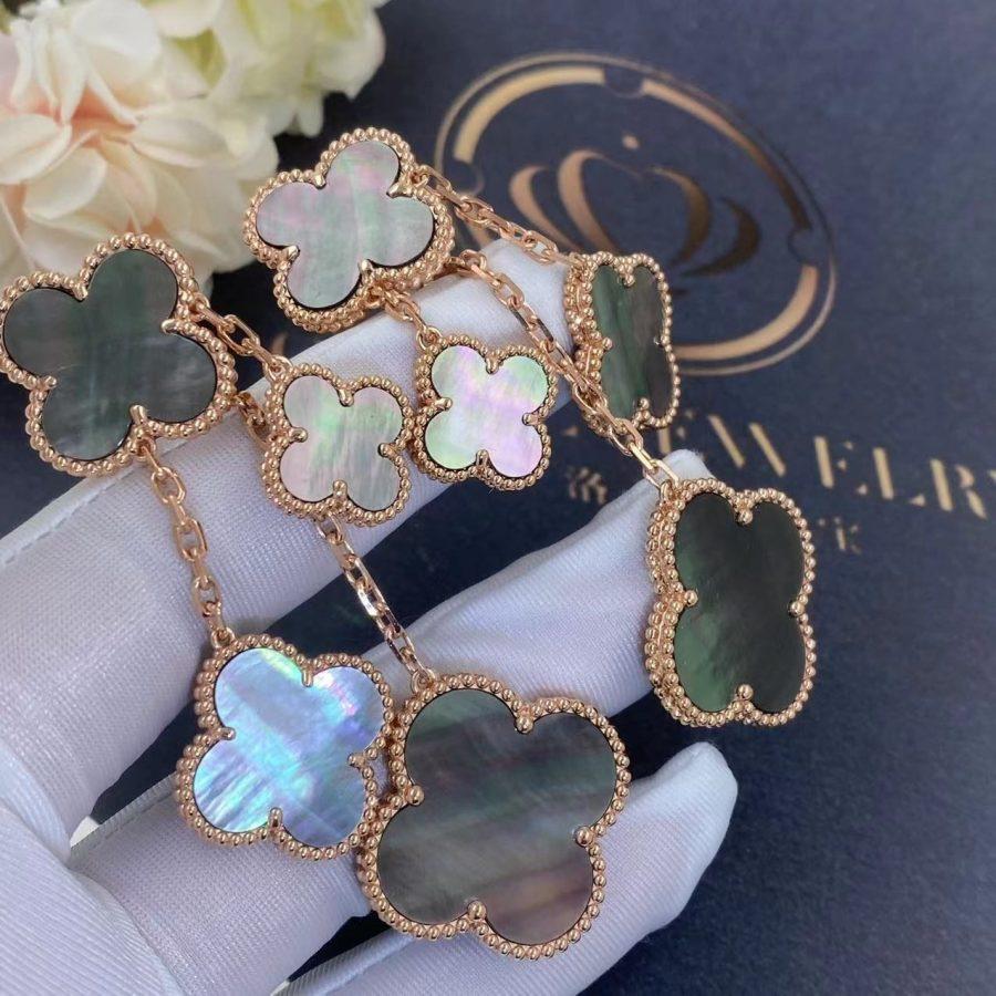 [Clover Jewelery]CLOVER EARRINGS DARK MOP 4 MOTIFS ROSE GOLD